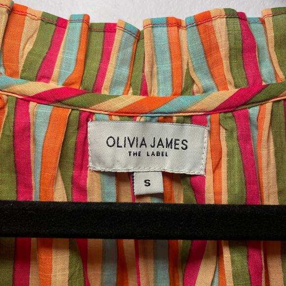 Olivia James The Label Women's size Small Multicolor Strawberry Stripe Blouse - Picture 3 of 10